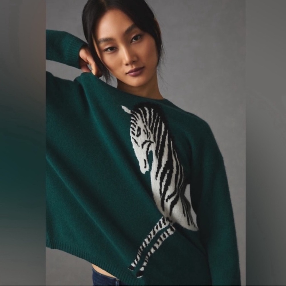 Anthropologie Maeve Cashmere Zebra Sweater